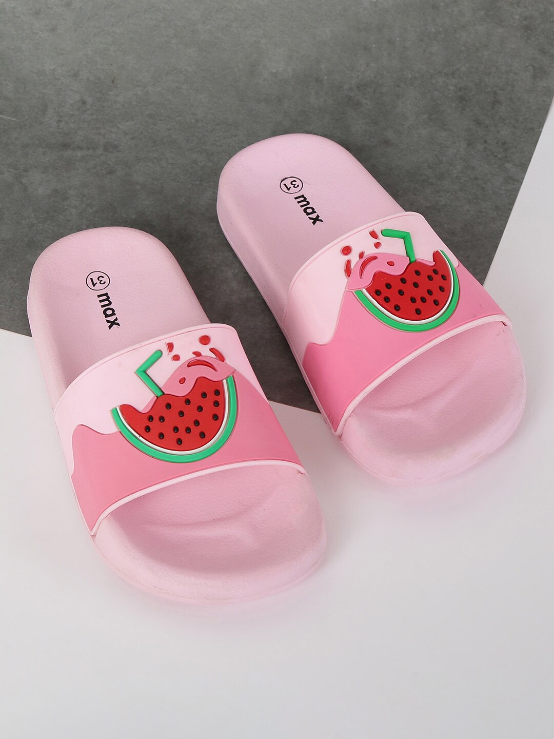 

max Girls Pink & Red Printed Watermelon Sliders