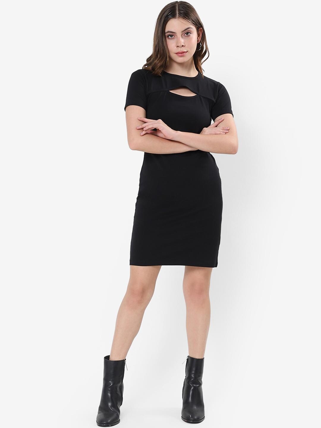 

Bewakoof Black Solid Bodycon Dress