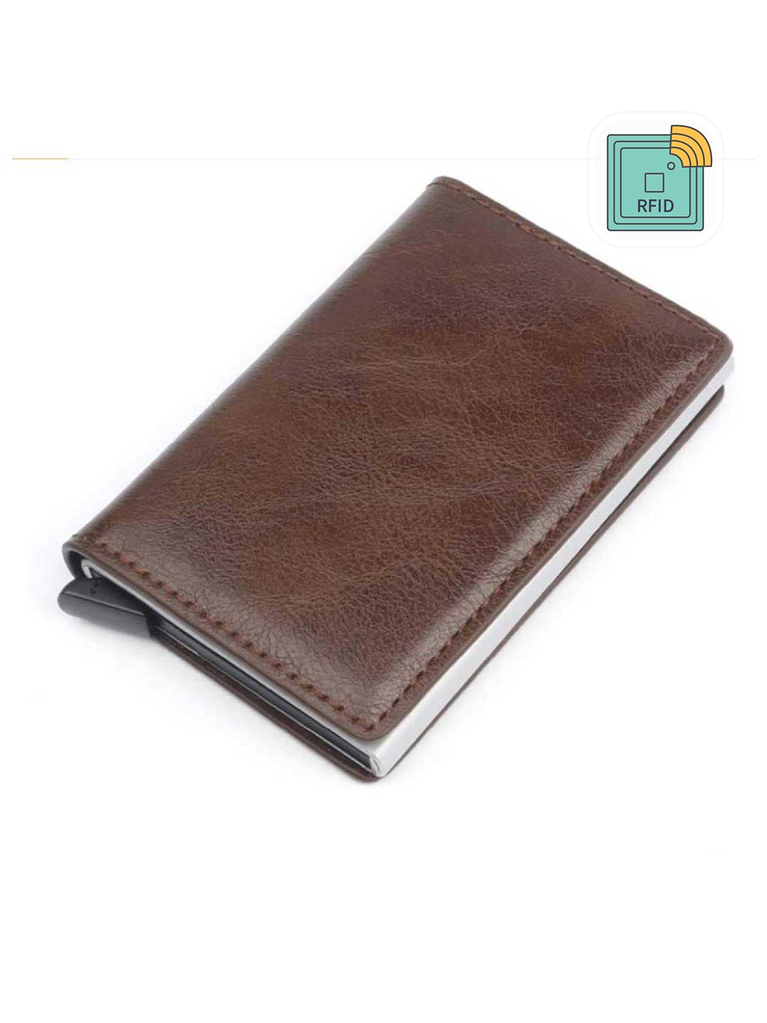 

VOGARD Textured Leather Card Holder, Brown