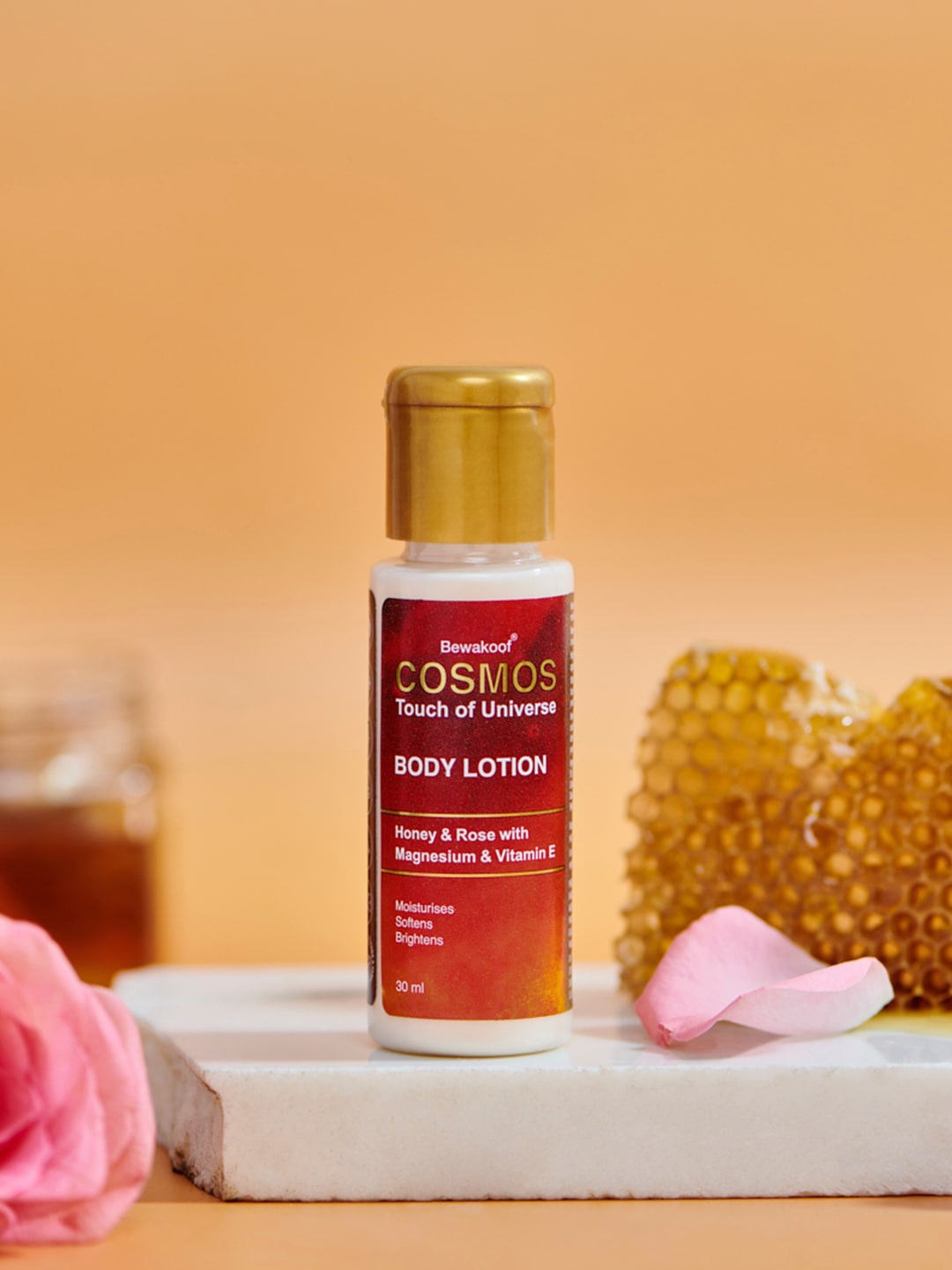 

COSMOS BY BEWAKOOF Honey & Rose Body Lotion with Magnesium & Vitamin E - 30ml, Red