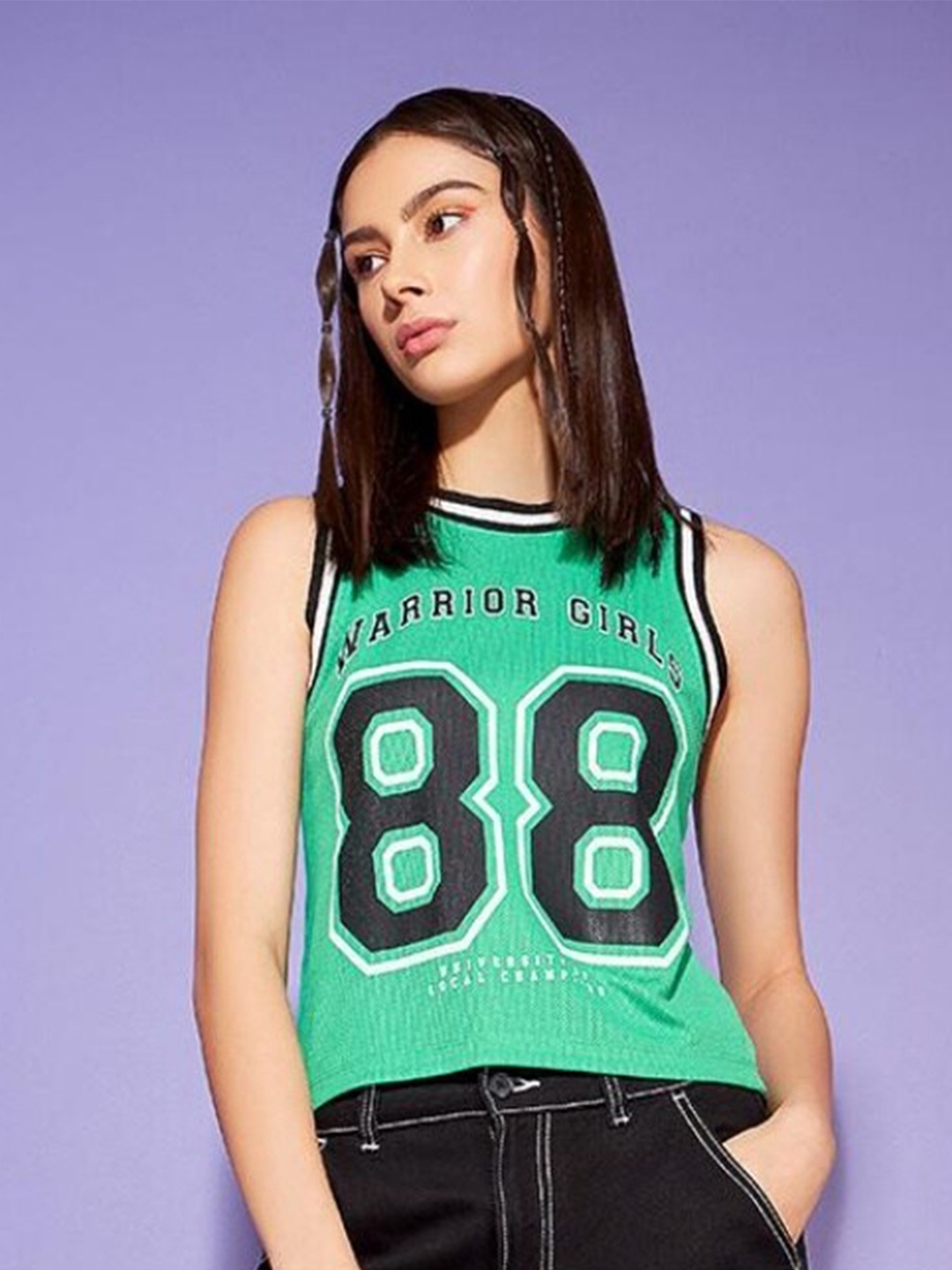 

Bewakoof Green Printed Tank Top