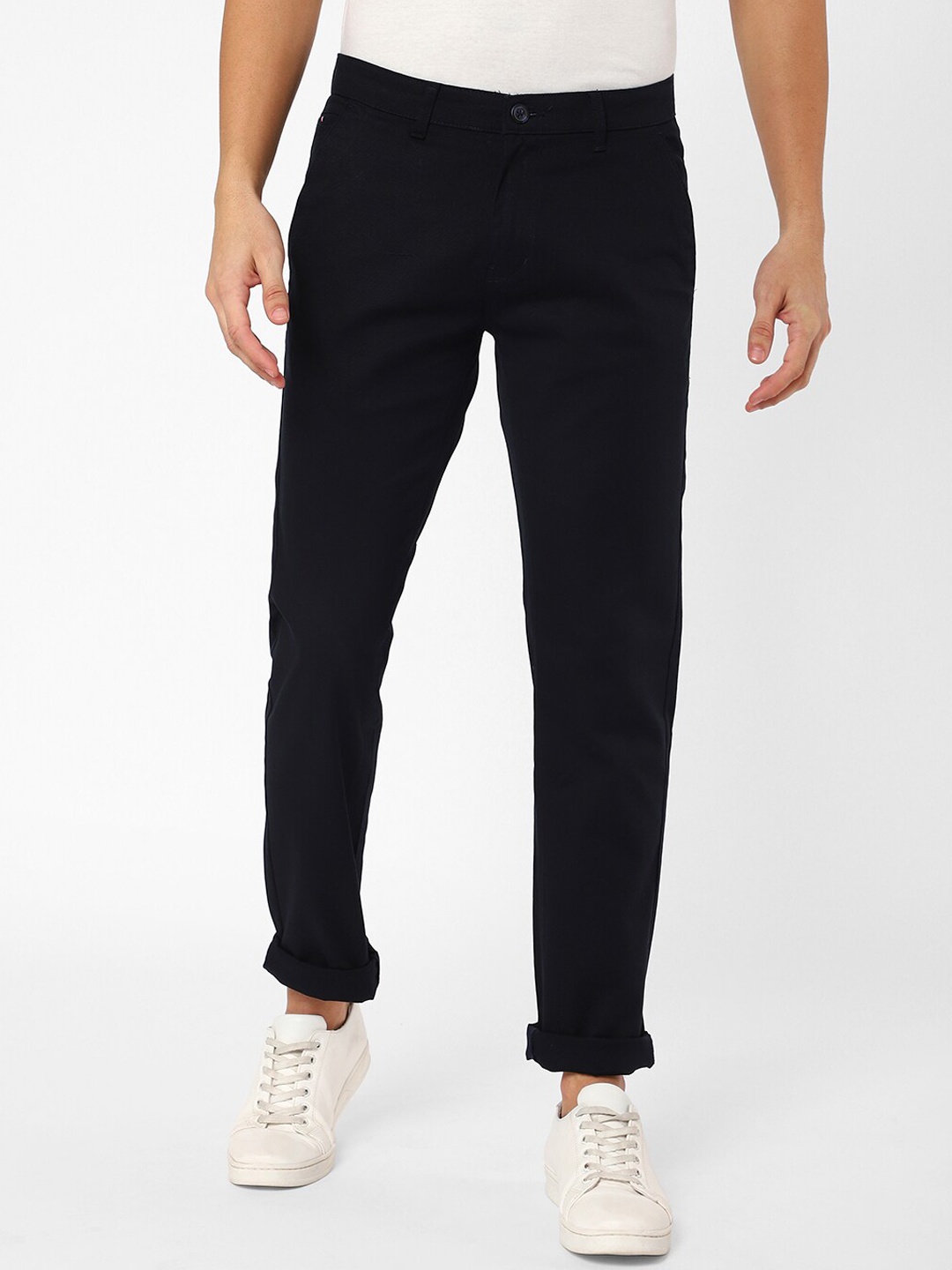

R&B Men Navy Blue Slim Fit Chinos Trouser