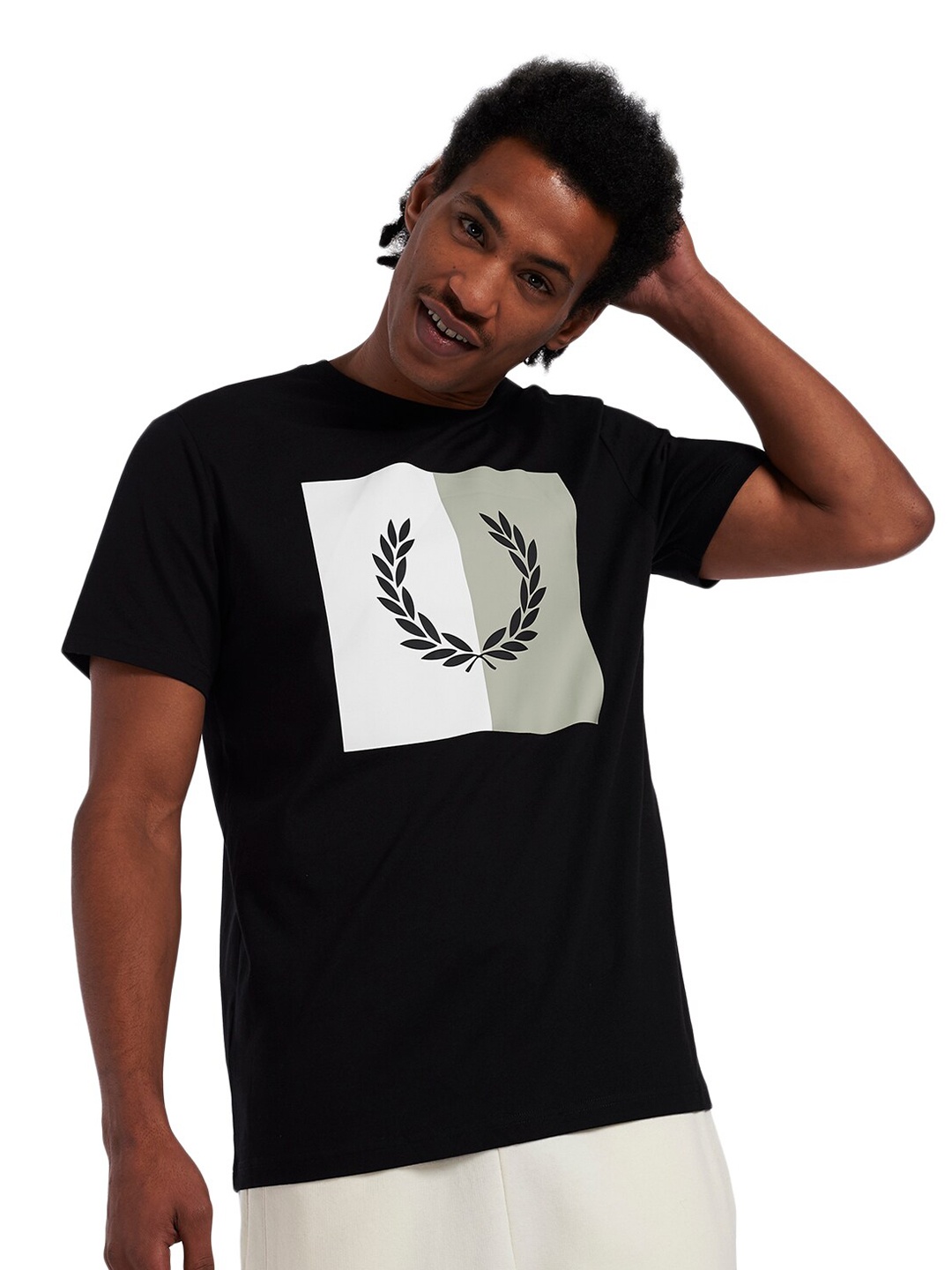 

Fred Perry Men Black Printed Pure Cotton T-shirt