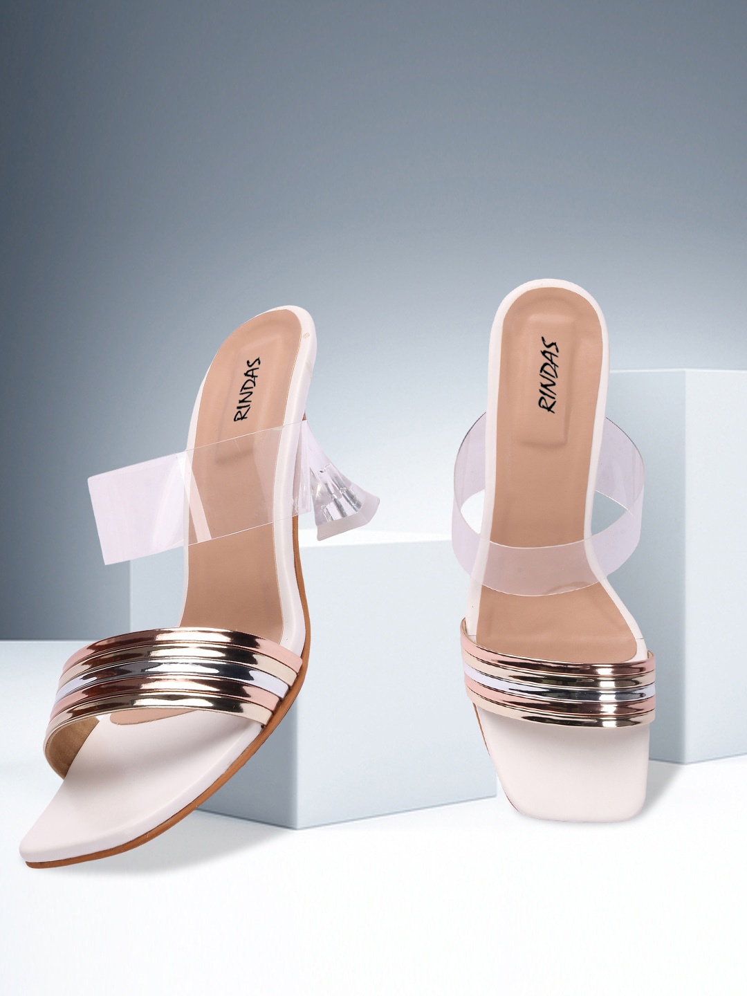 

RINDAS White Party Block Sandals