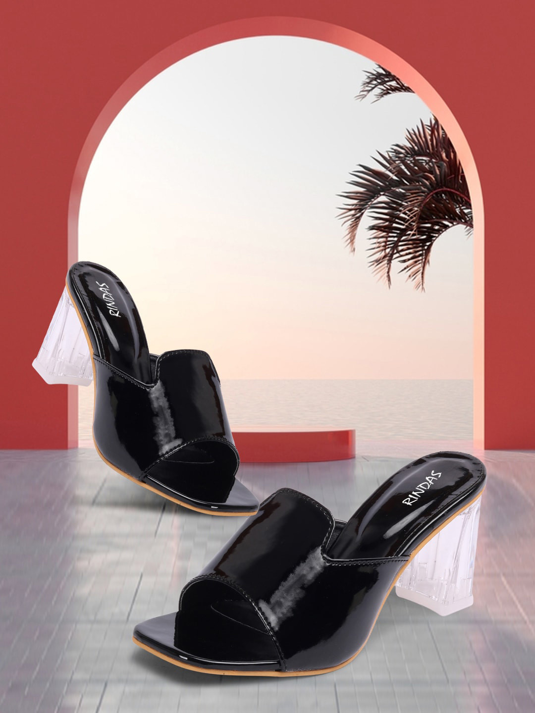 

RINDAS Black Party Block Sandals