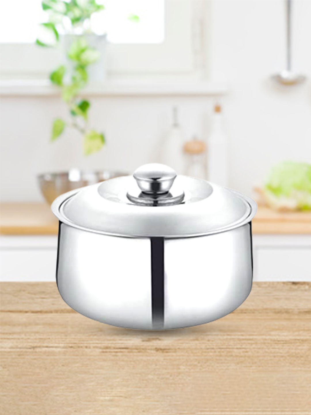 

DREAM WEAVERZ Silver-Toned Stainless Steel Casserole With Lid
