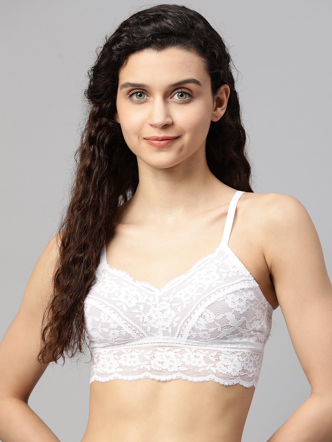 

Marks & Spencer White Floral Lace Non-wired Non Padded Longline Bralette
