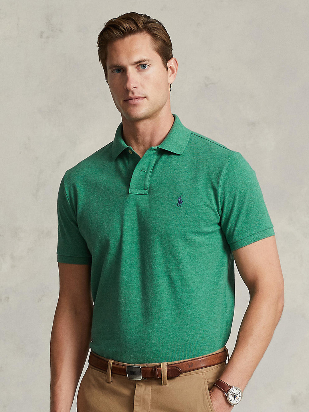 

Polo Ralph Lauren Men Green Polo Collar Pure Cotton T-shirt