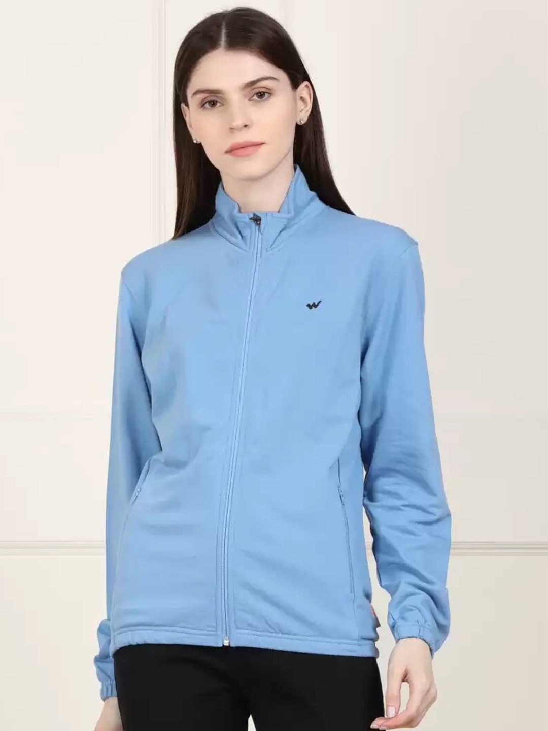 

Wildcraft Women Blue Cotton Solid Front Open Sweatshirt