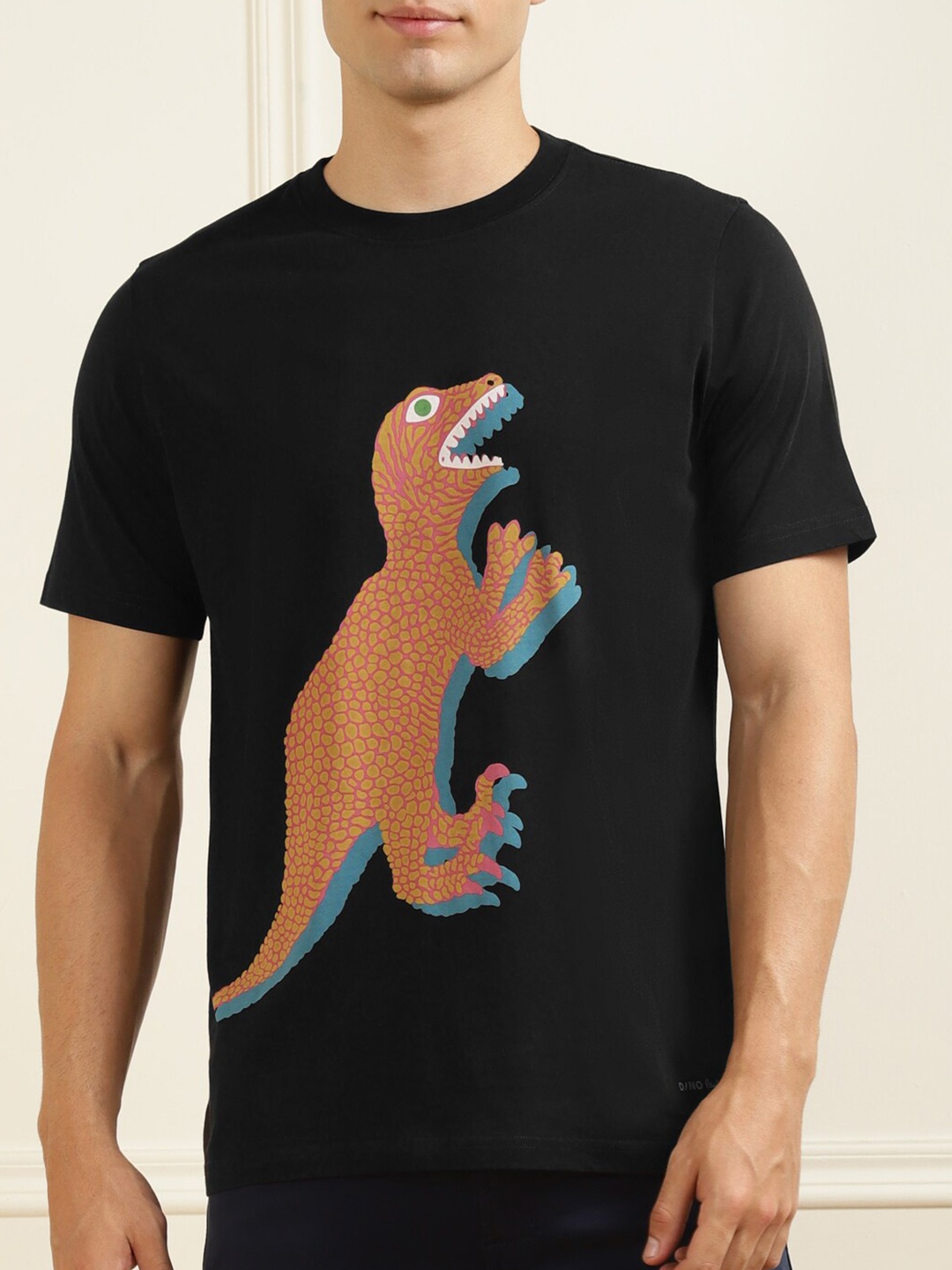 

PS By Paul Smith Men Black & Brown Printed Pure Cotton T-shirt