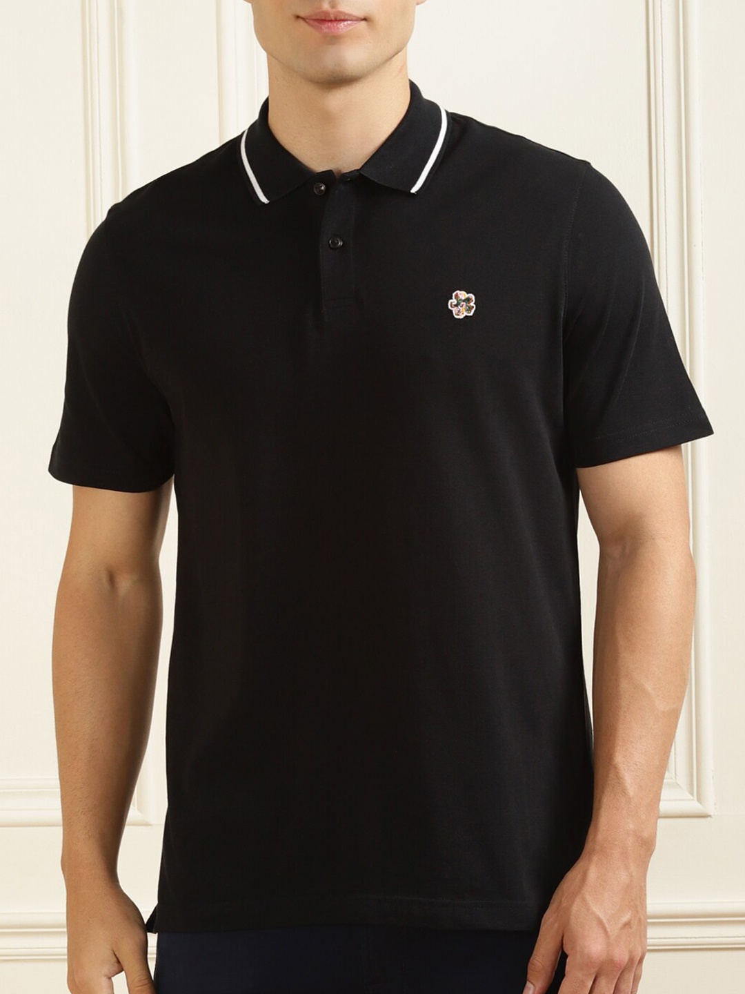 

Ted Baker Men Black Polo Collar Pure Cotton T-shirt
