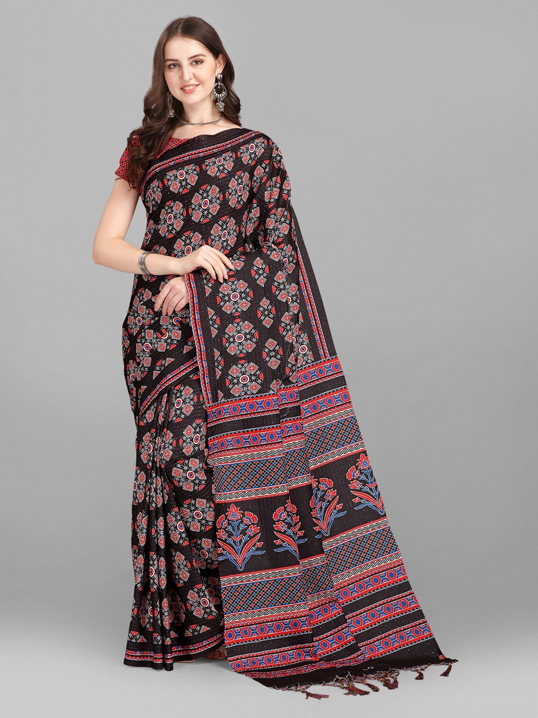 

Fashionuma Brown Ethnic Motifs Pure Silk Saree