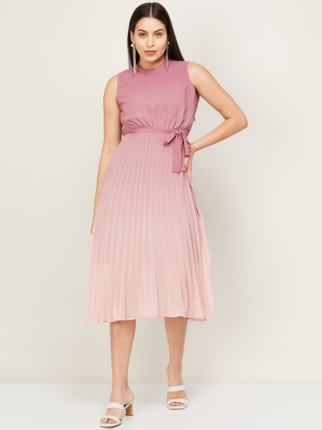 

CODE by Lifestyle Pink Cotton Belted Midi Dress