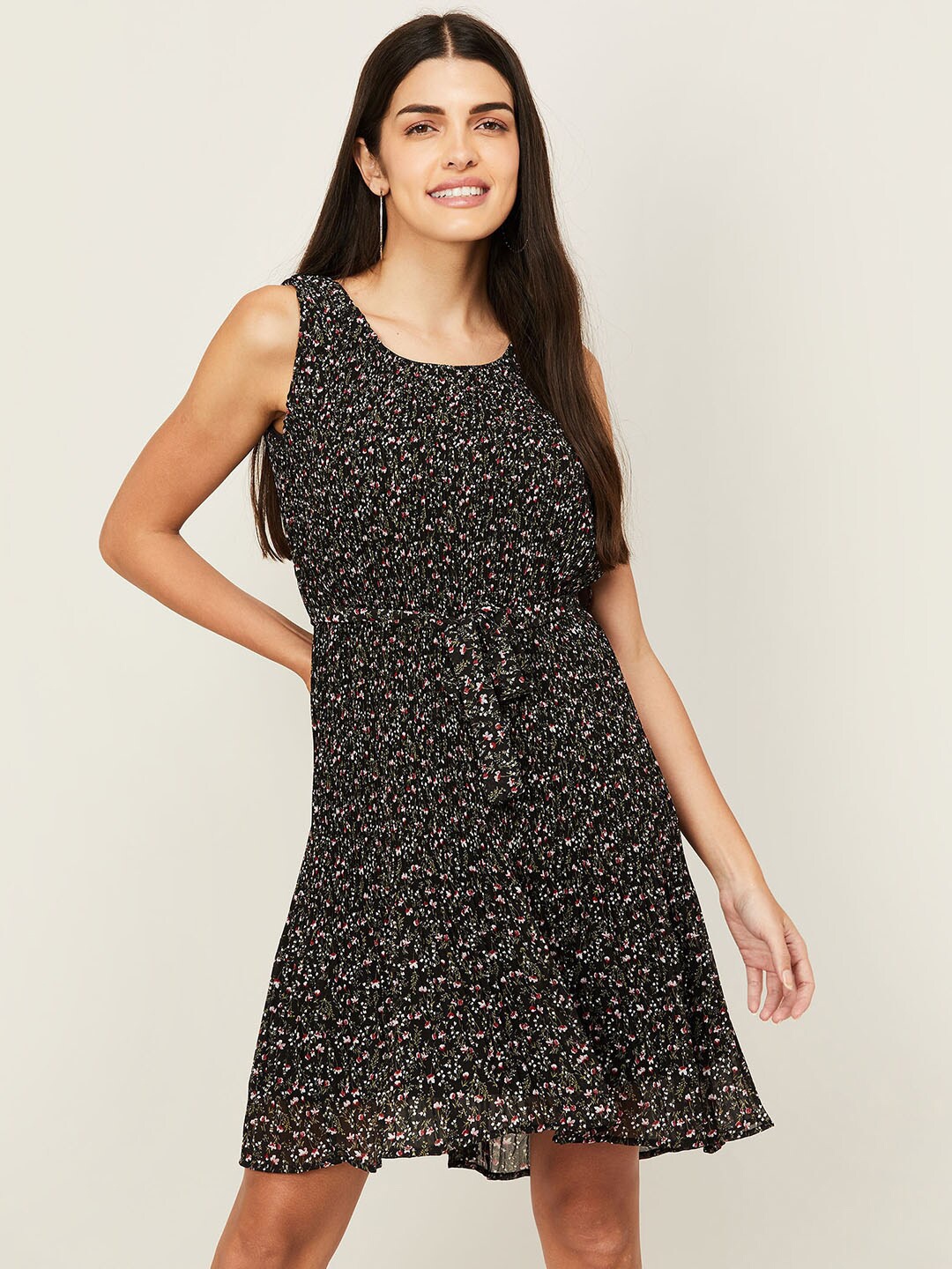 

CODE by Lifestyle Black & White Floral Printed Cotton Mini Dress