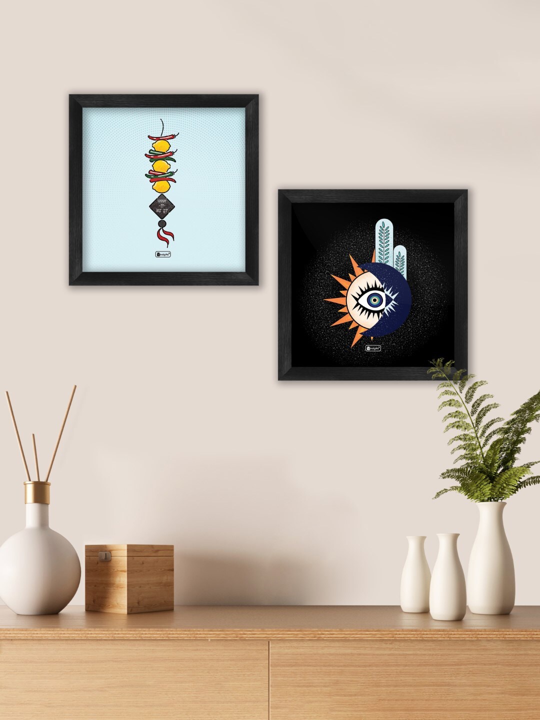 

Indigifts Nazarbattu Printed Set of 2 Poster Frames, White