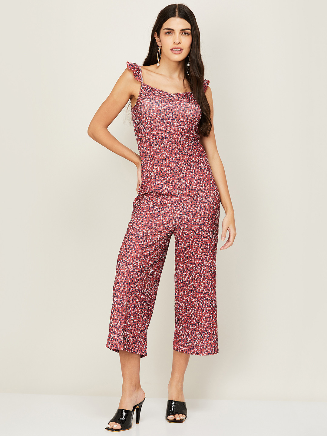 

Ginger by Lifestyle Women Red Printed Basic Jumpsuit