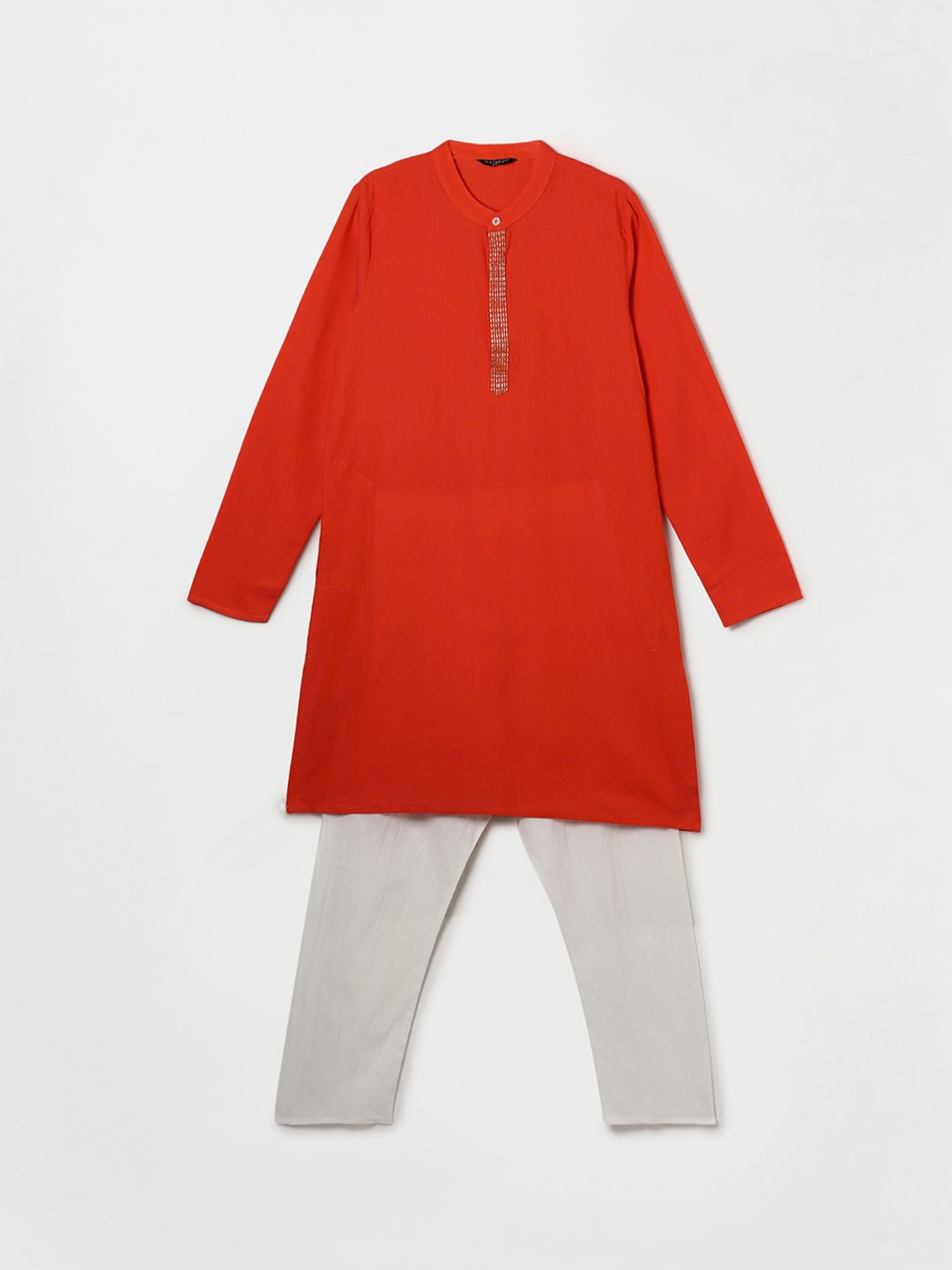 

Melange by Lifestyle Boys Pure Cotton Kurta with Trousers, Orange
