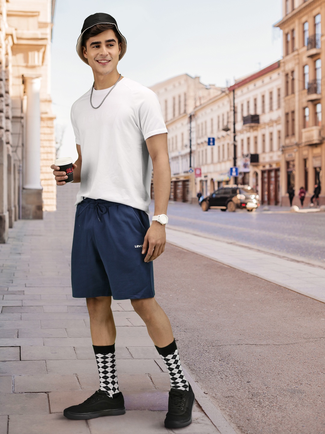 

Levis Men Navy Blue Solid Pure Cotton Shorts