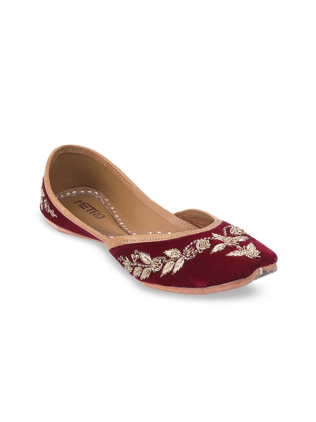 

Metro Women Embellished Mojaris Flats, Maroon