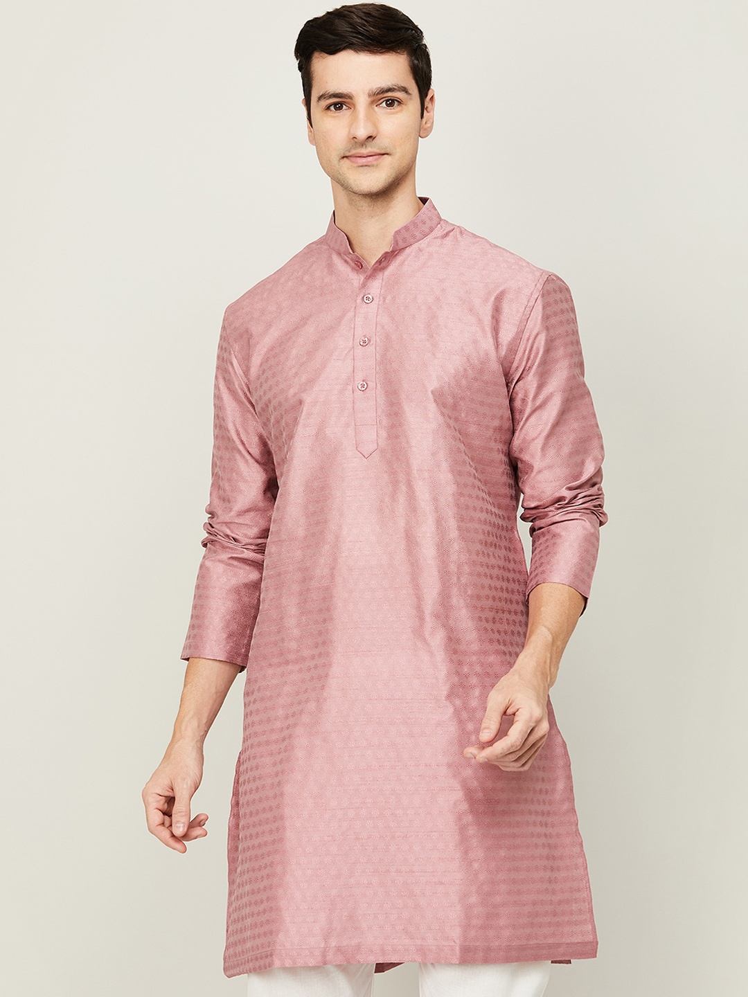 

Melange by Lifestyle Men Pink Flared Sleeves Kurta