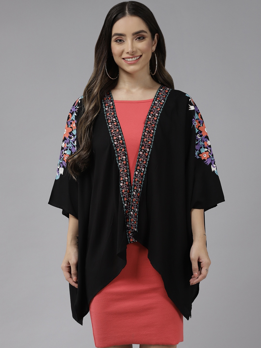 

Aarika Women Black Printed Fusion Shrug