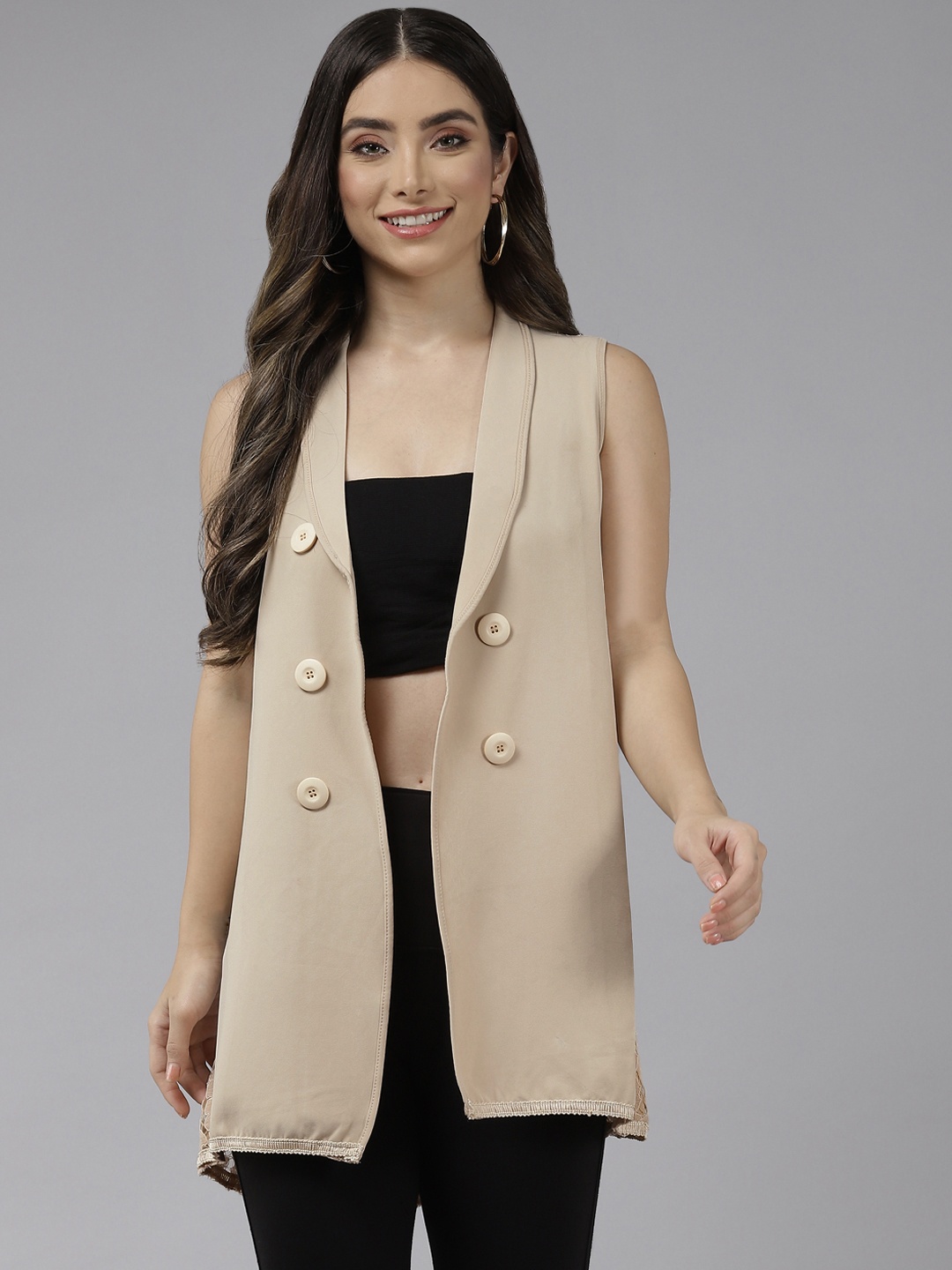 

Aarika Women Beige Party Longline Shrug