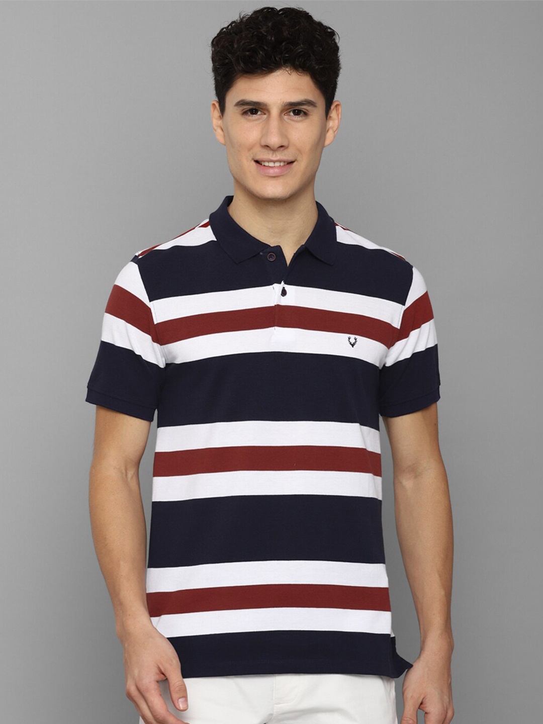 

Allen Solly Men Colourblocked Pure Cotton Polo Collar T-shirt, Maroon