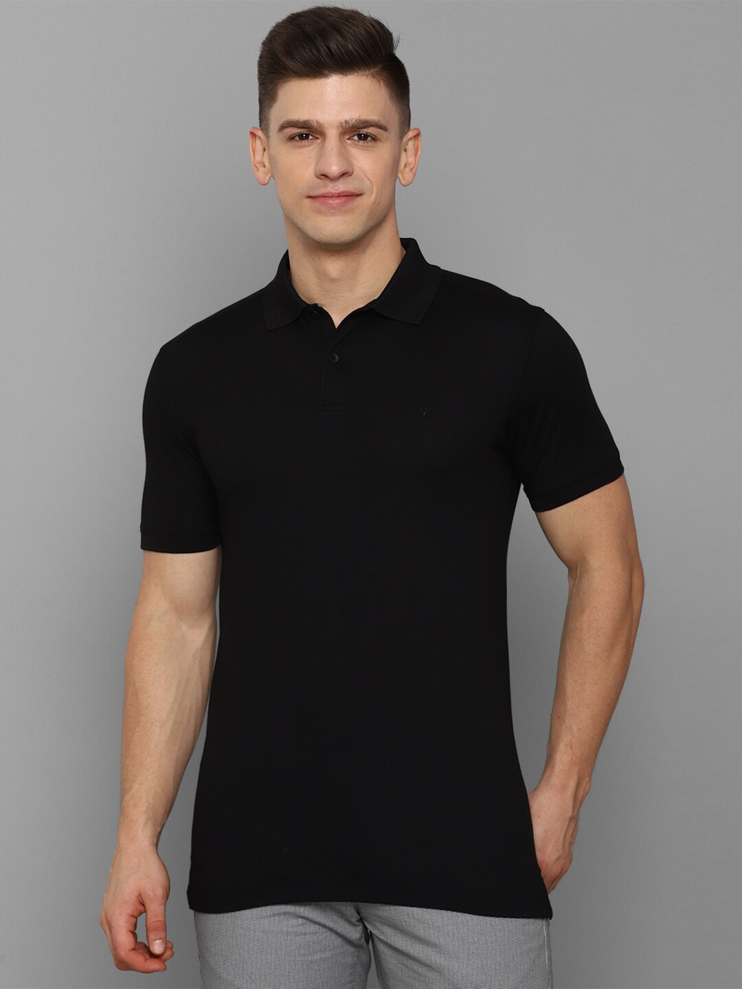 

Allen Solly Men Black Polo Collar Cotton T-shirt