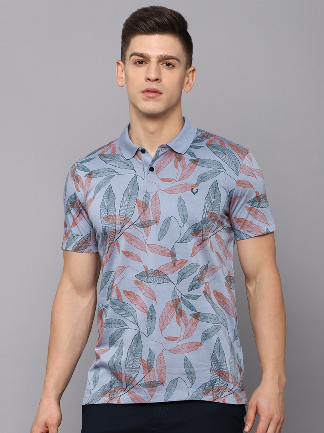

Allen Solly Men Blue Printed Polo Collar Tropical T-shirt
