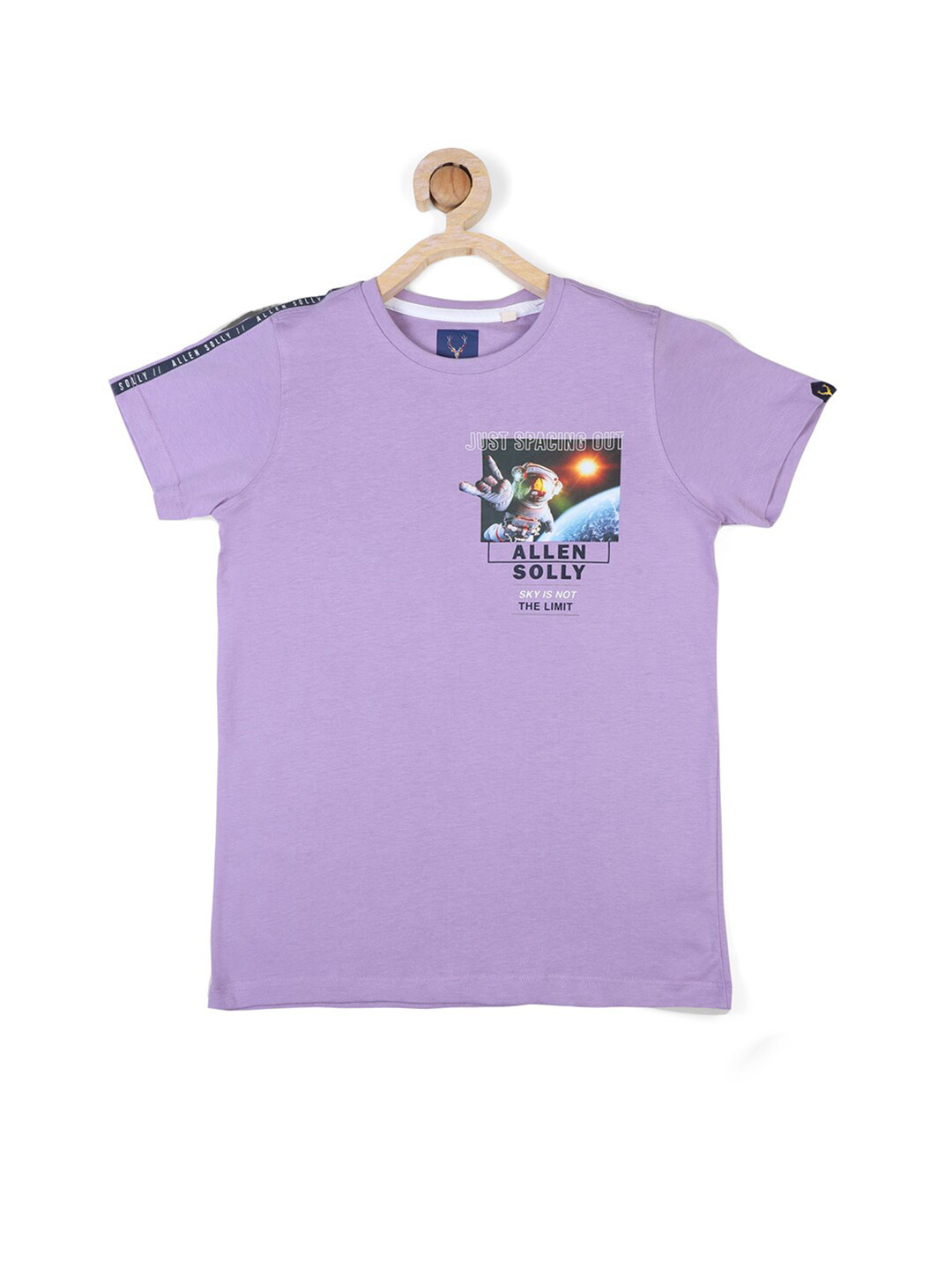 

Allen Solly Junior Boys Purple & Blue Printed Pure Cotton T-shirt