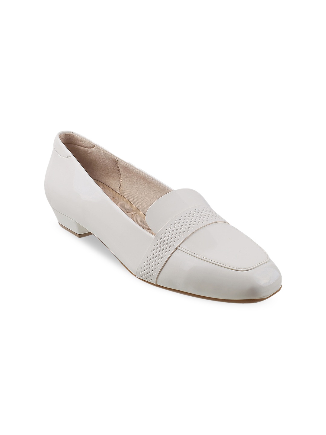 

Mochi Women White Solid Synthetic Block Pumps