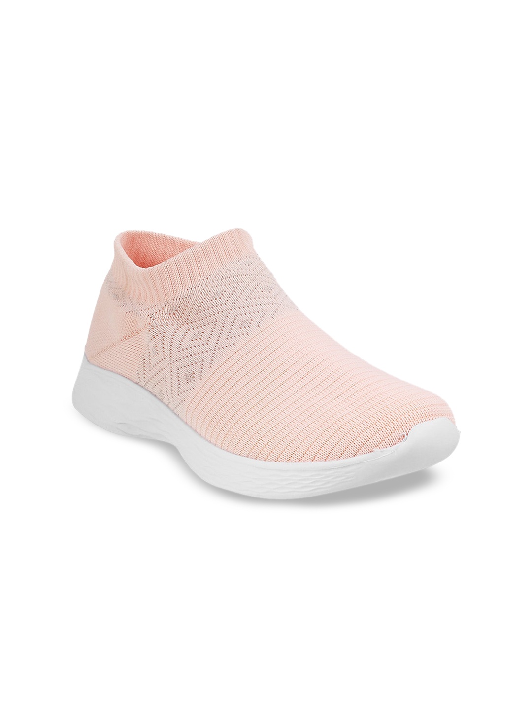 

Mochi Women Peach-Coloured Woven Design Slip-On Sneakers
