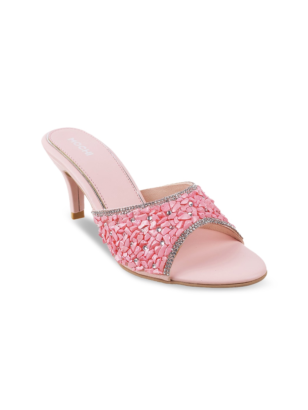 

Mochi Women Pink Embellished Synthetic Slim Heels