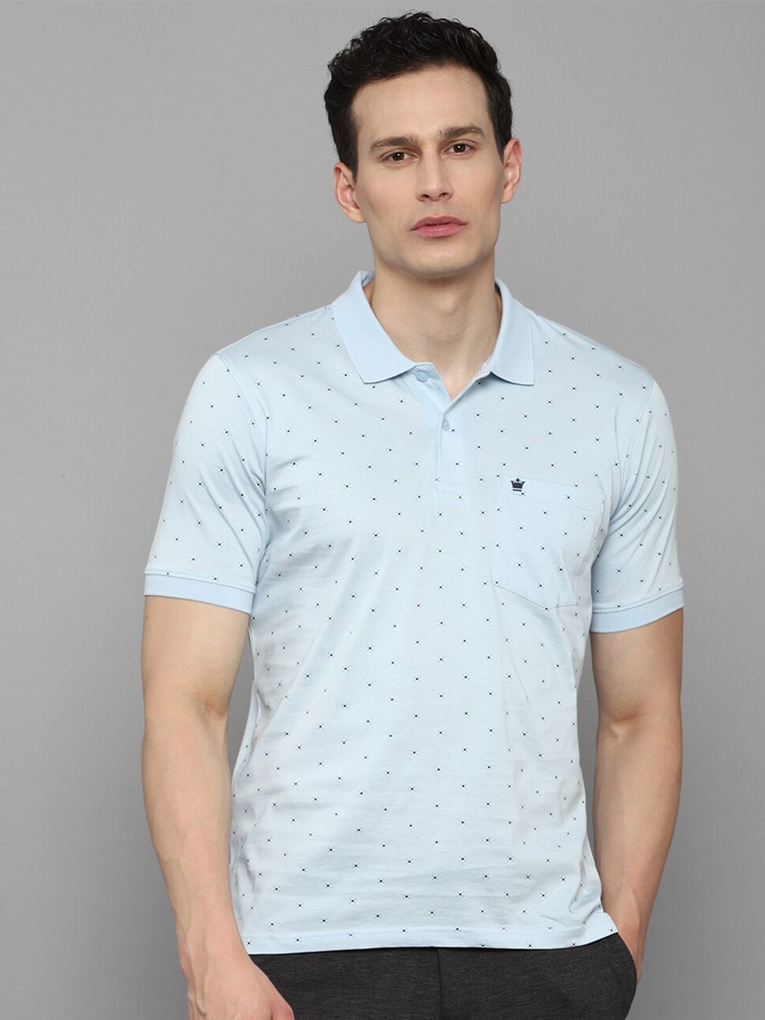 

Louis Philippe Men Blue Printed Polo Collar T-shirt