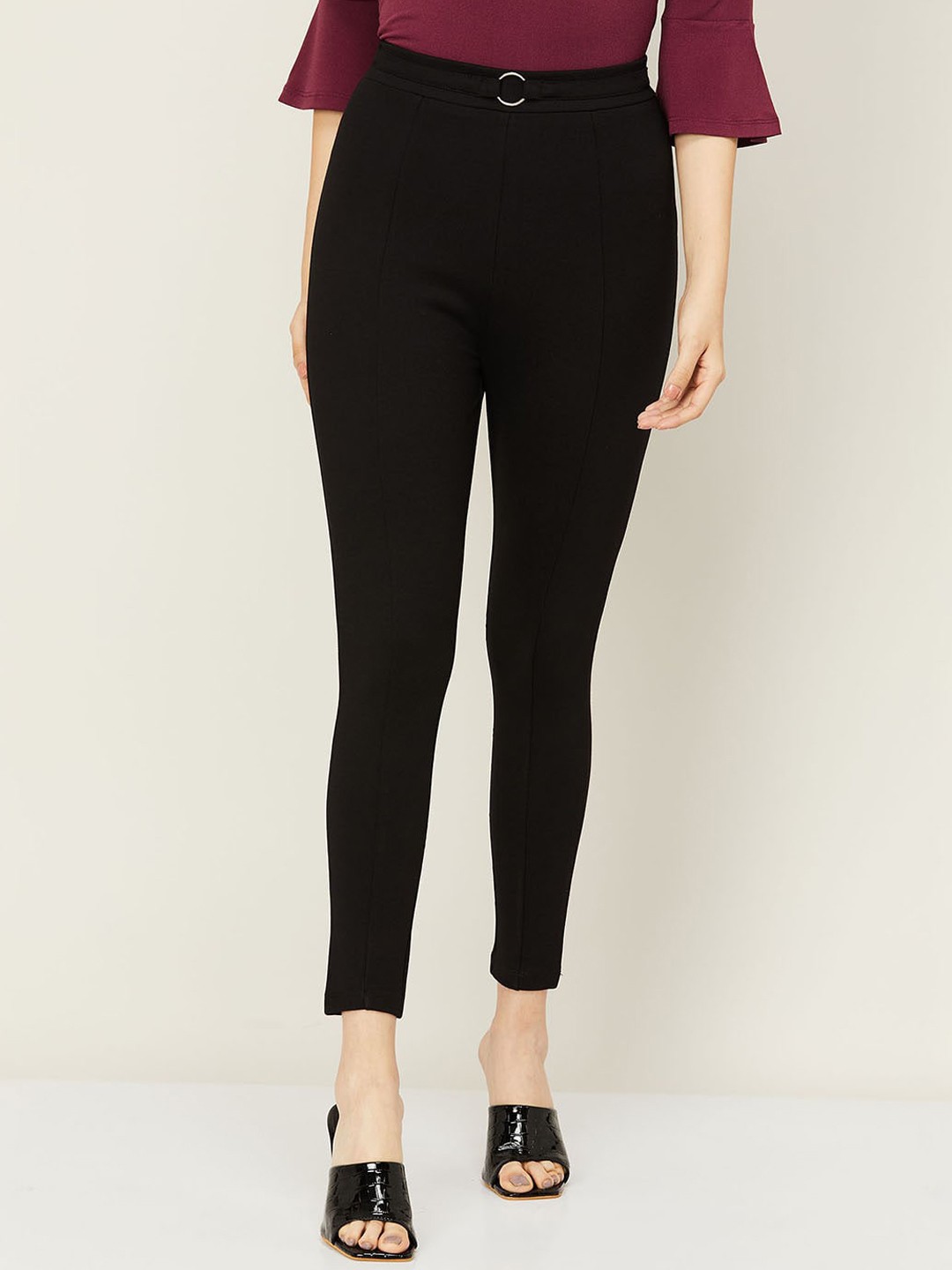 

Ginger by Lifestyle Women Black High-Rise Trousers