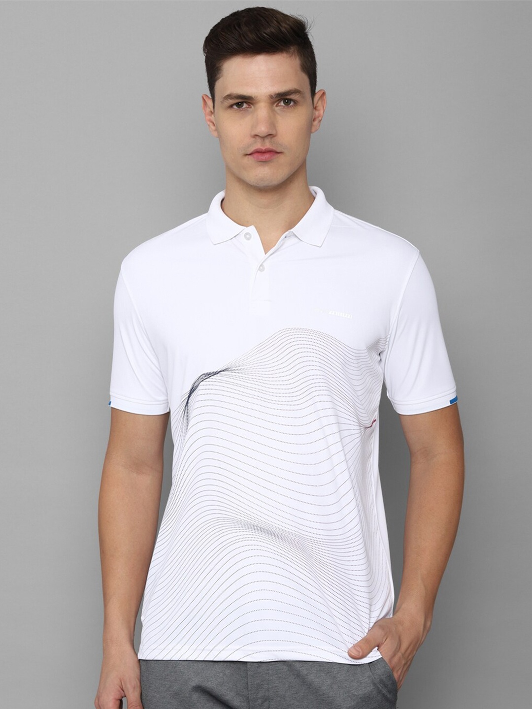 

Louis Philippe Sport Men White Printed Polo Collar Slim Fit T-shirt