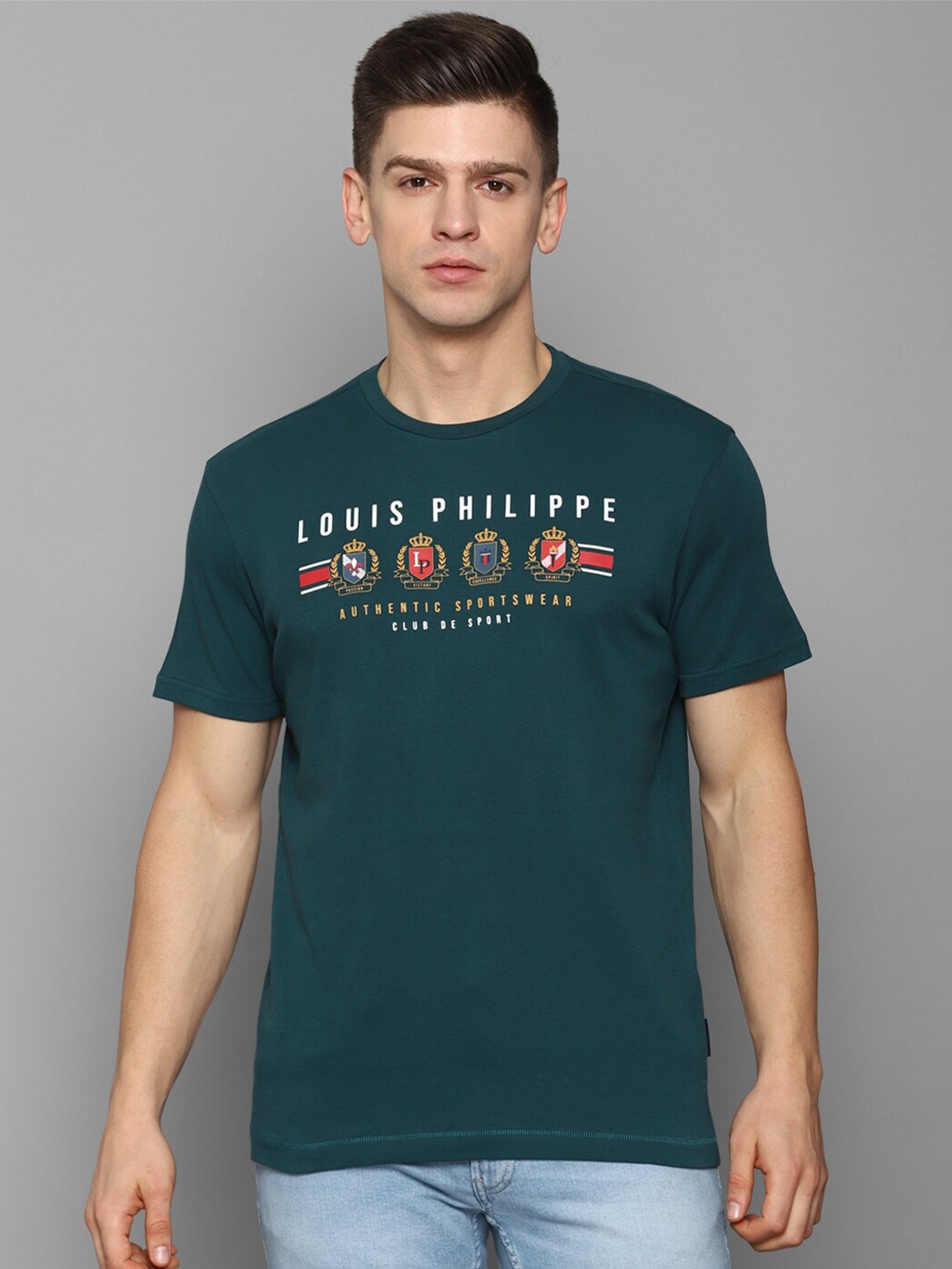 

Louis Philippe Sport Men Green Typography Printed Slim Fit T-shirt