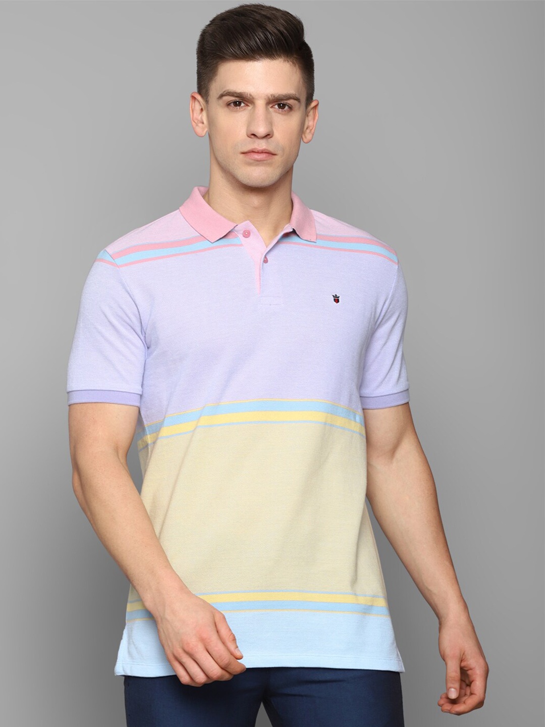 

Louis Philippe Sport Men Lavender & Yellow Polo Collar Regular Fit Cotton T-shirt