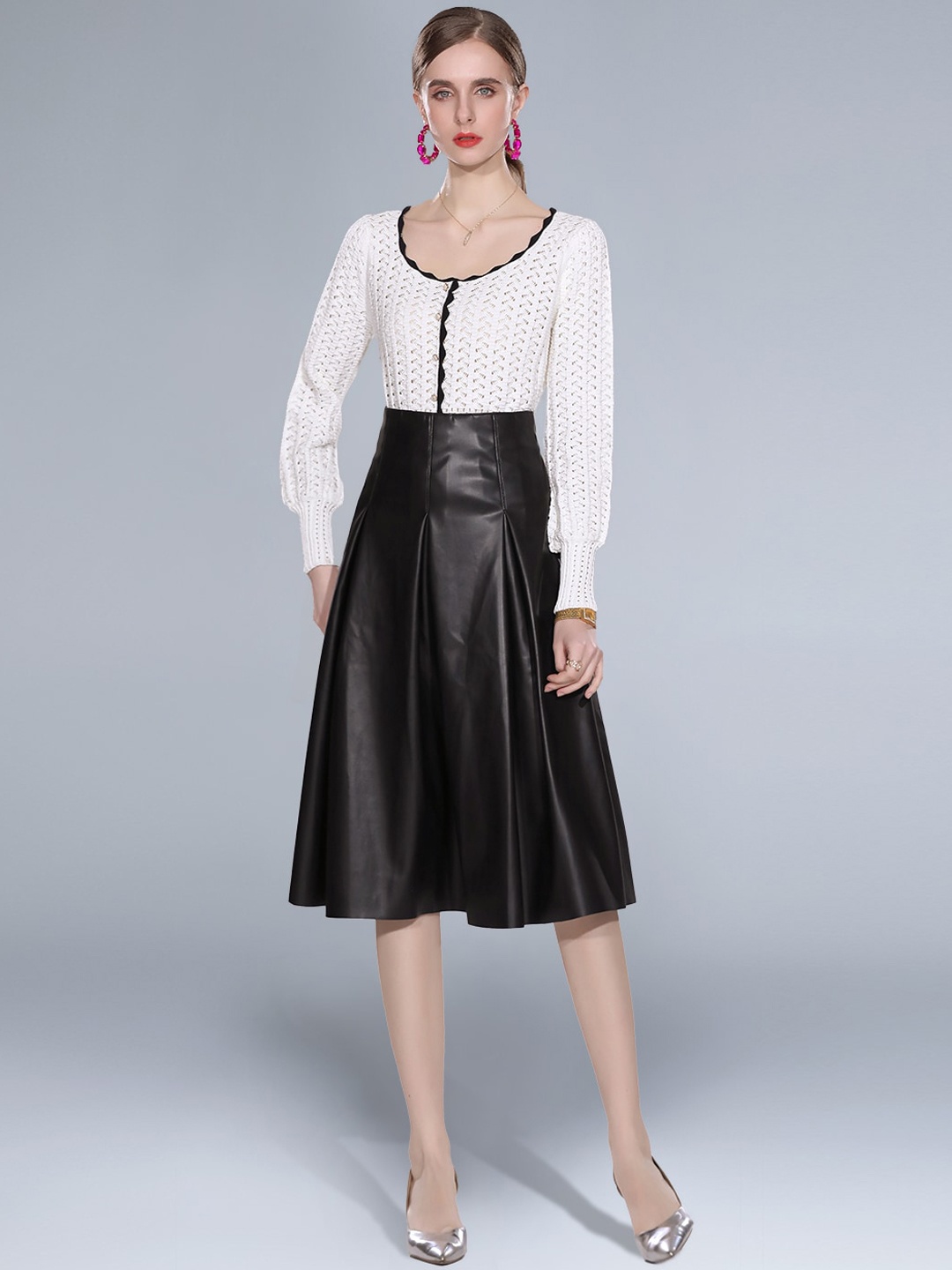 

JC Collection Women White & Black Self-Design Co-Ords