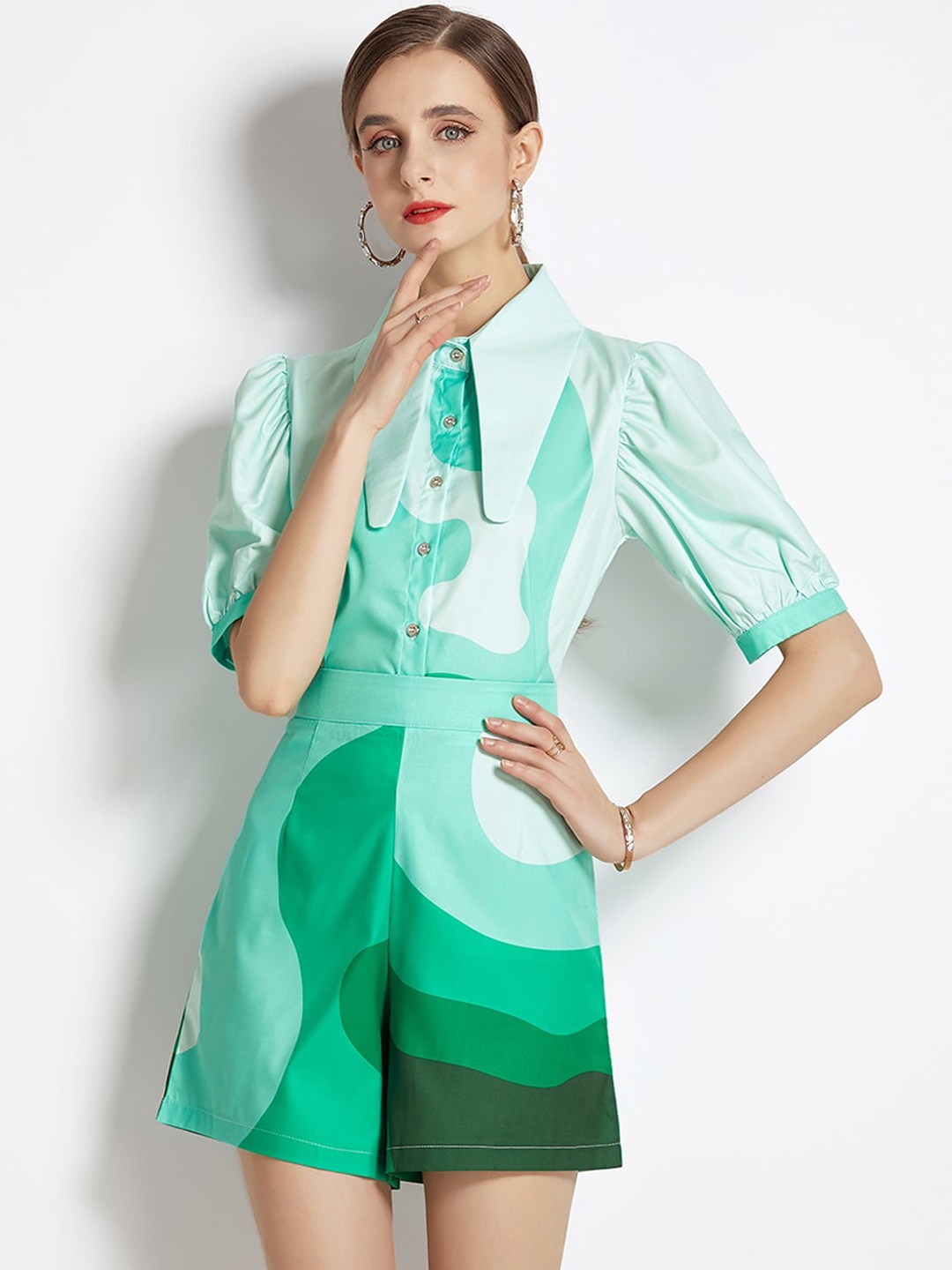

JC Collection Women Green Printed Co-Ords