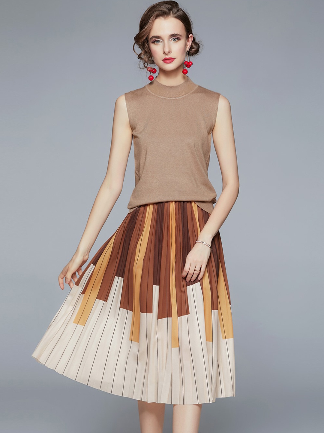 

JC Collection Women Beige Printed Co-Ords