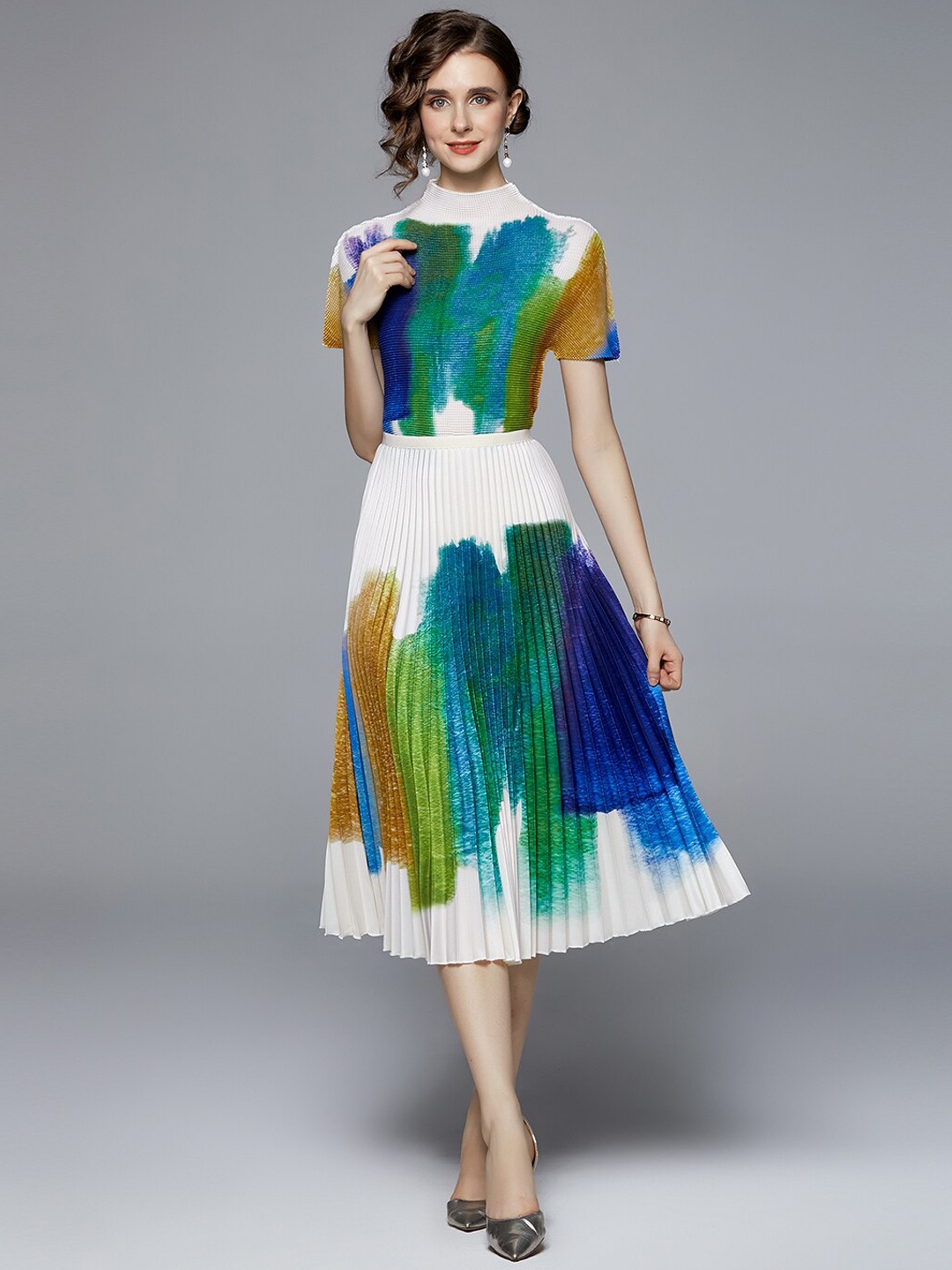 JC Collection Women White & Blue Printed Co-ords