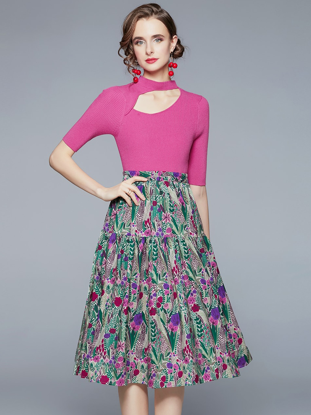 

JC Collection Women Pink & Green Printed Co-ords