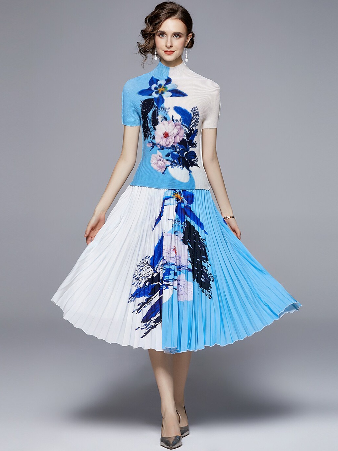 

JC Collection Women White & Blue Printed Co-ords
