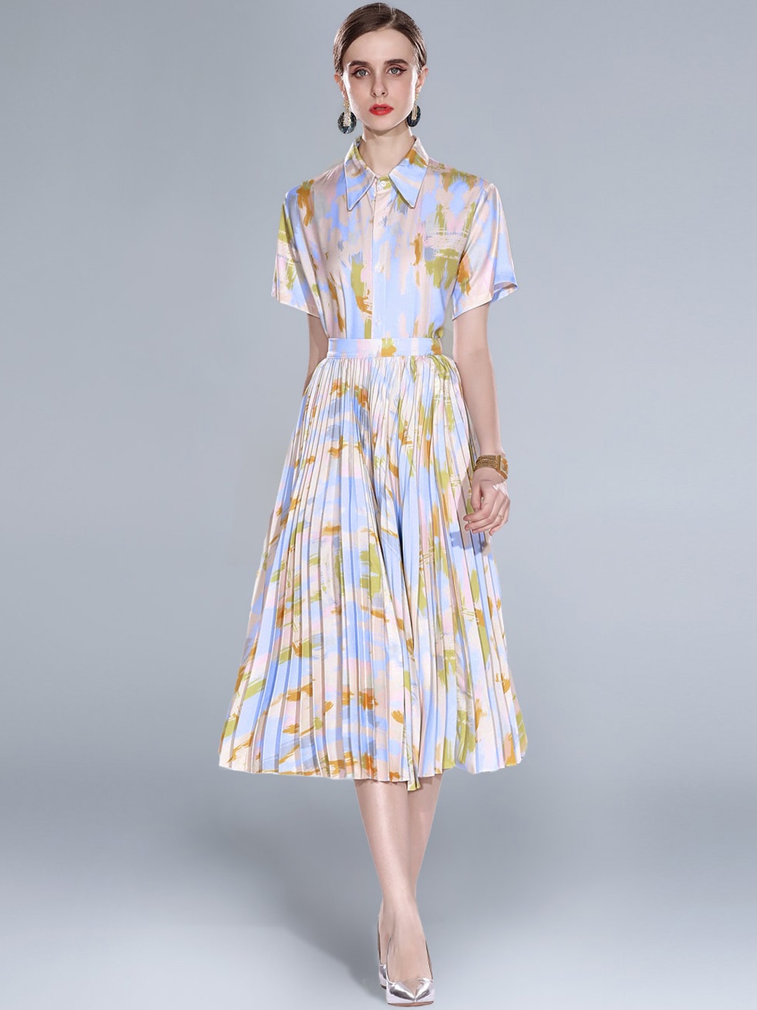 JC Collection Women Blue & Green Printed Co-ords