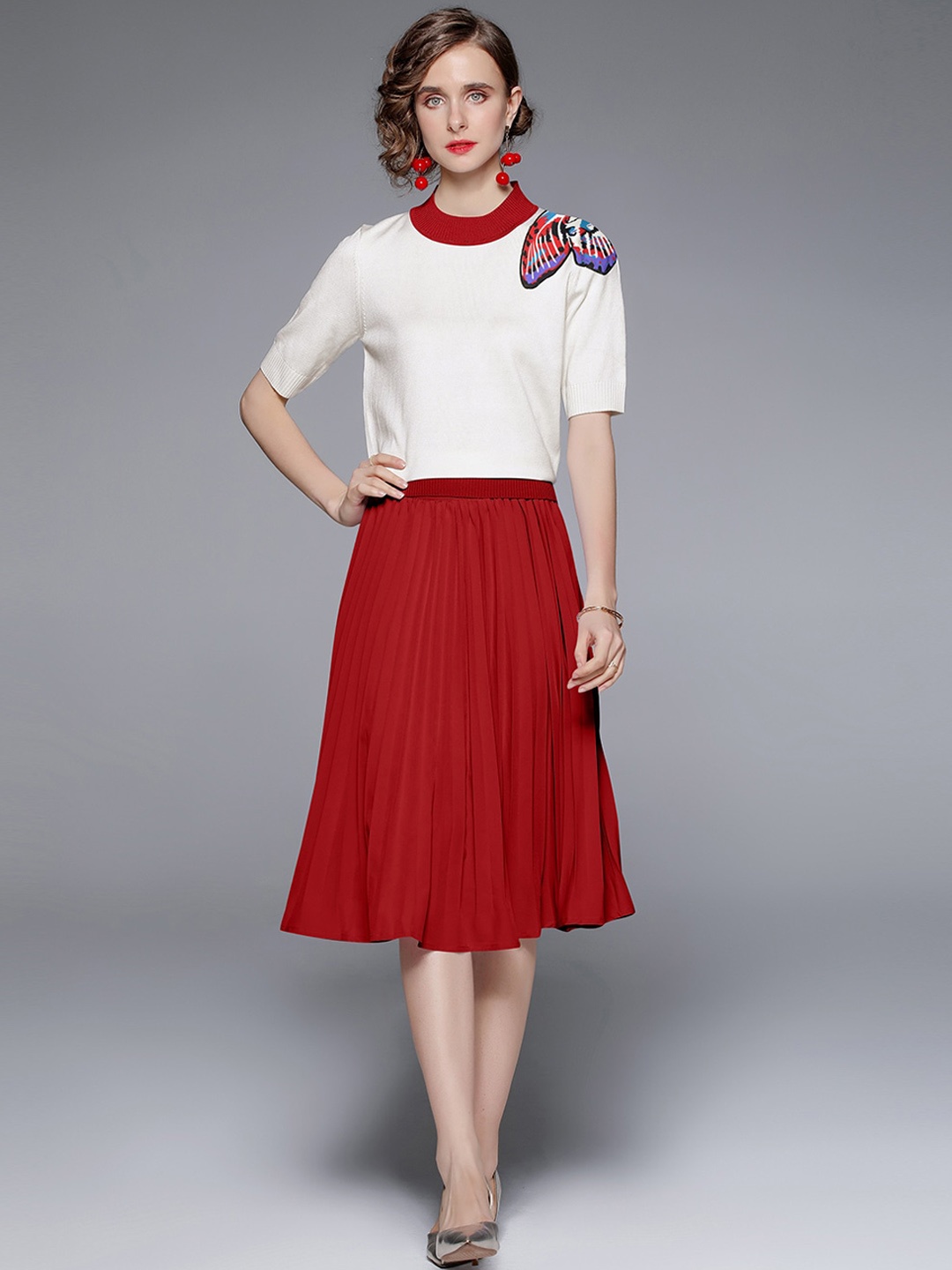 

JC Collection Women Red & White Solid Co-ords
