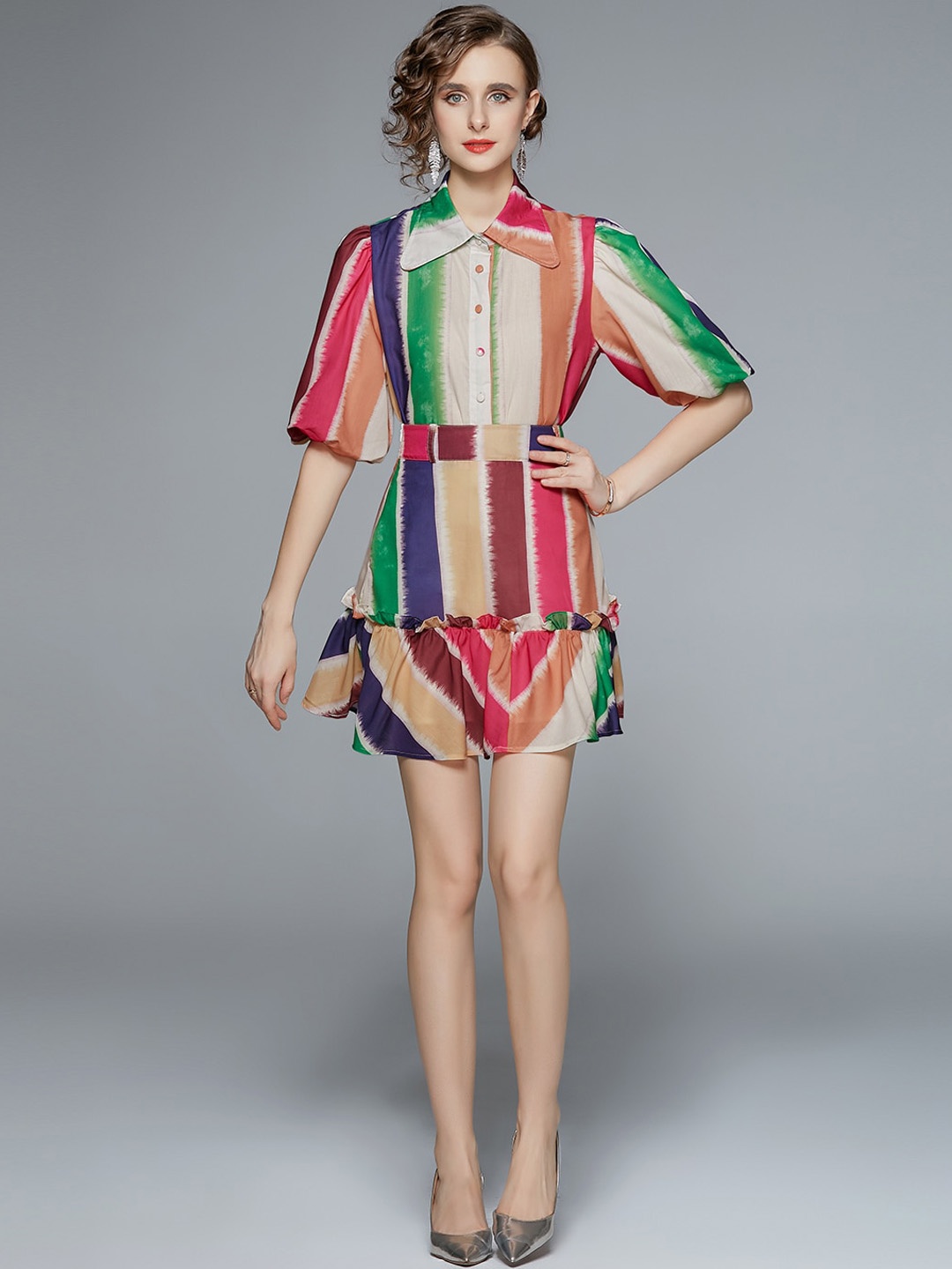 

JC Collection Women Beige & Green Printed Co-Ords
