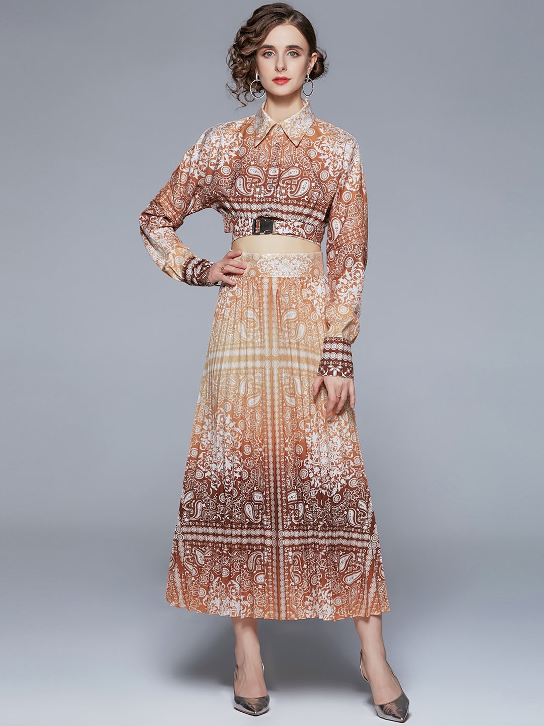 

JC Collection Women Beige Printed Co-Ords
