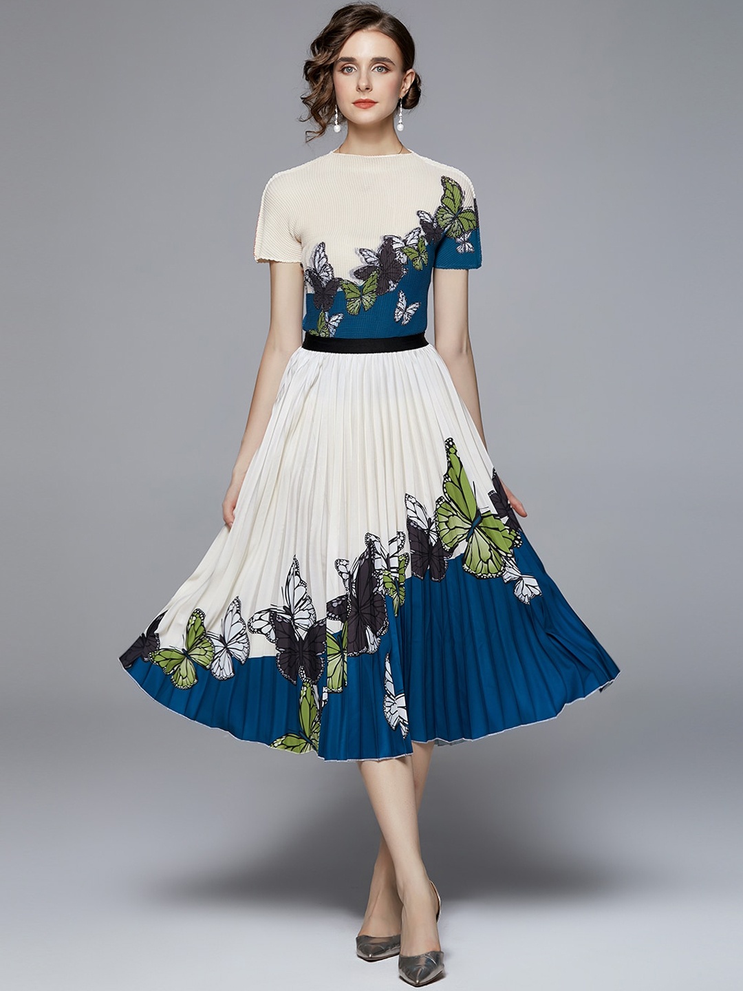 

JC Collection Women White & Blue Printed Co-Ords
