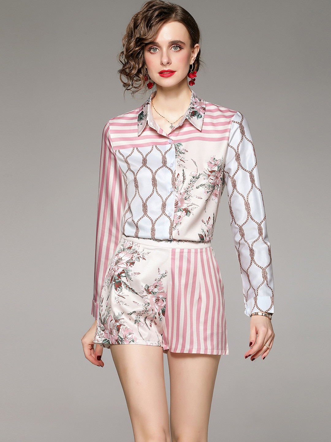 

JC Collection Women White & Pink Printed Co-Ords